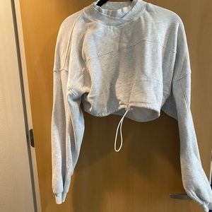 Joan Brown Draw Cord Crop Crew Sweatshirt